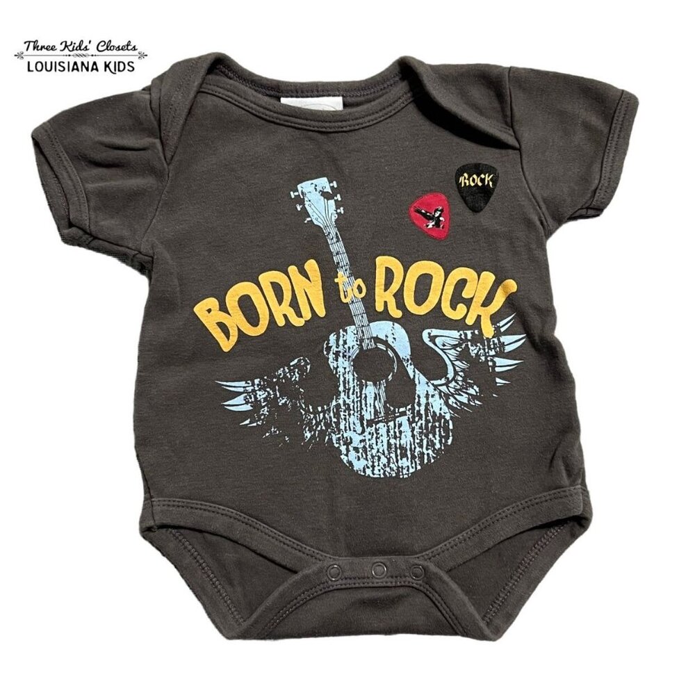 Bon Bebe 0-3m Born To Rock Acoustic Guitar Music Bodysuit